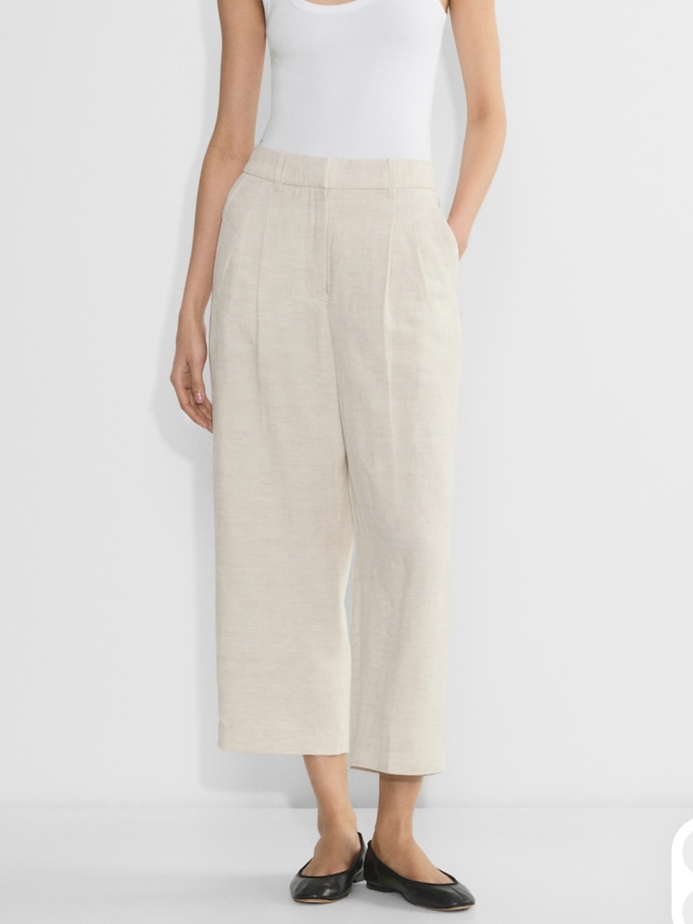 Aritzia The Effortless Pant Cropped - Cruiselinen - Natural Ecru - Size 4